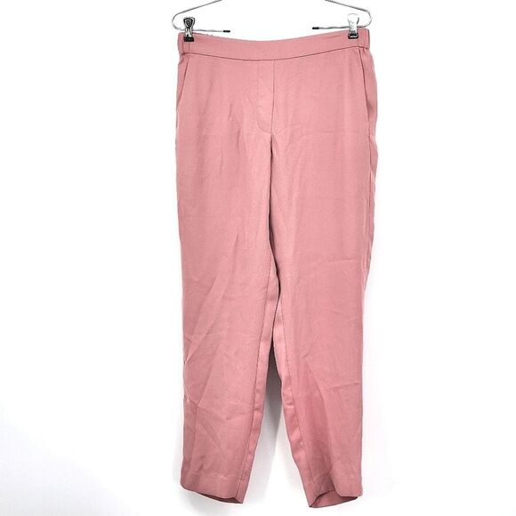 J Crew Drapey Pull On Trousers Pants Womens 8 Pink Straight Leg Office Work Chic - Picture 2 of 9